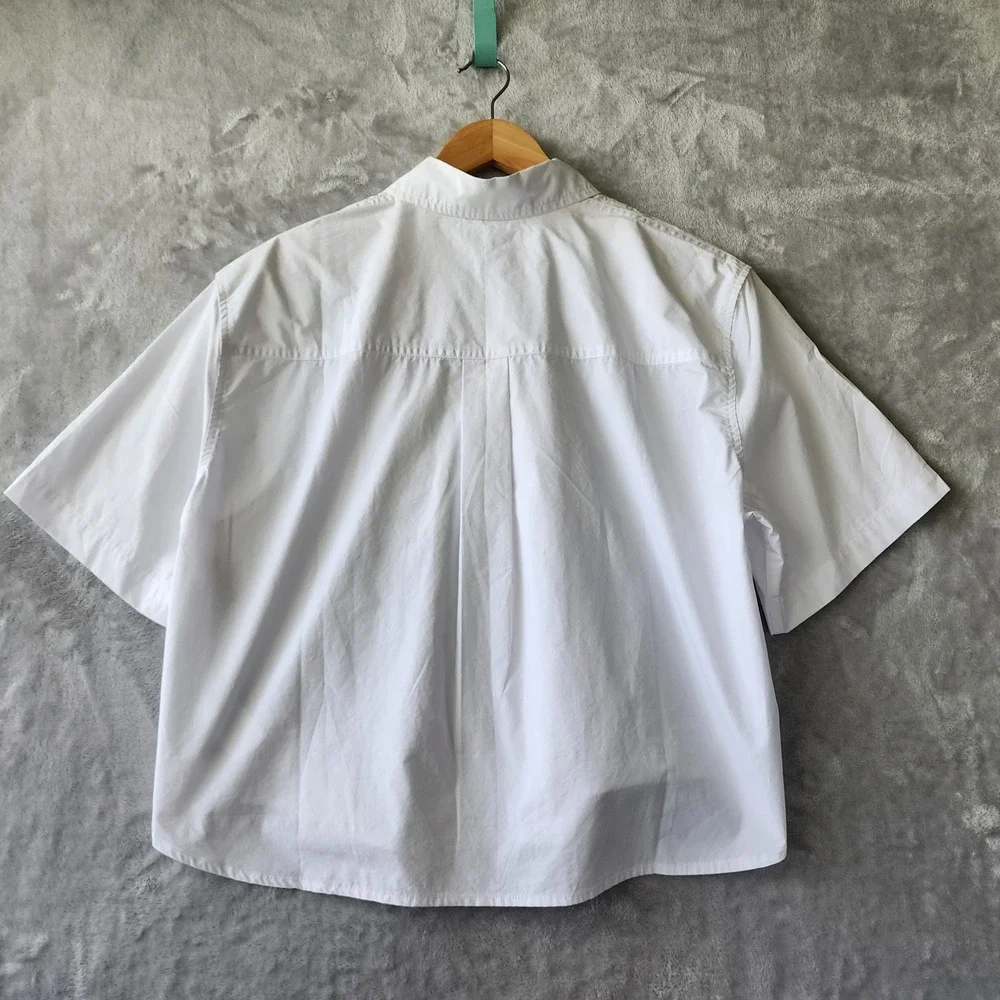 Madewell Shirt Womens Small Straight Hem Boxy Button White Cotton Poplin Top NWT - Picture 4 of 7